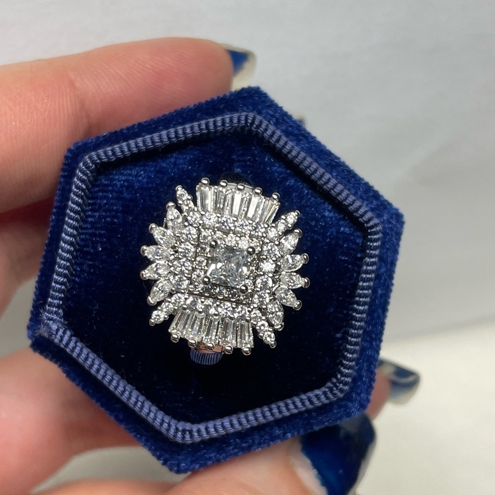 Silver Cluster Statement Ring - Picture 9 of 17